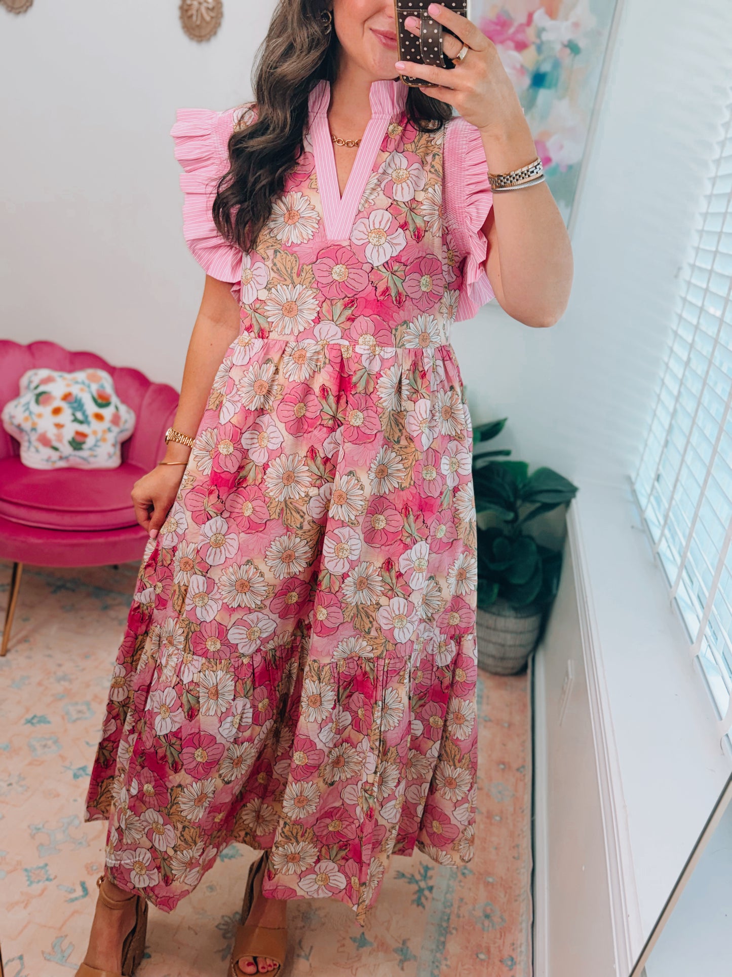 Hollis Floral Tiered Midi Dress