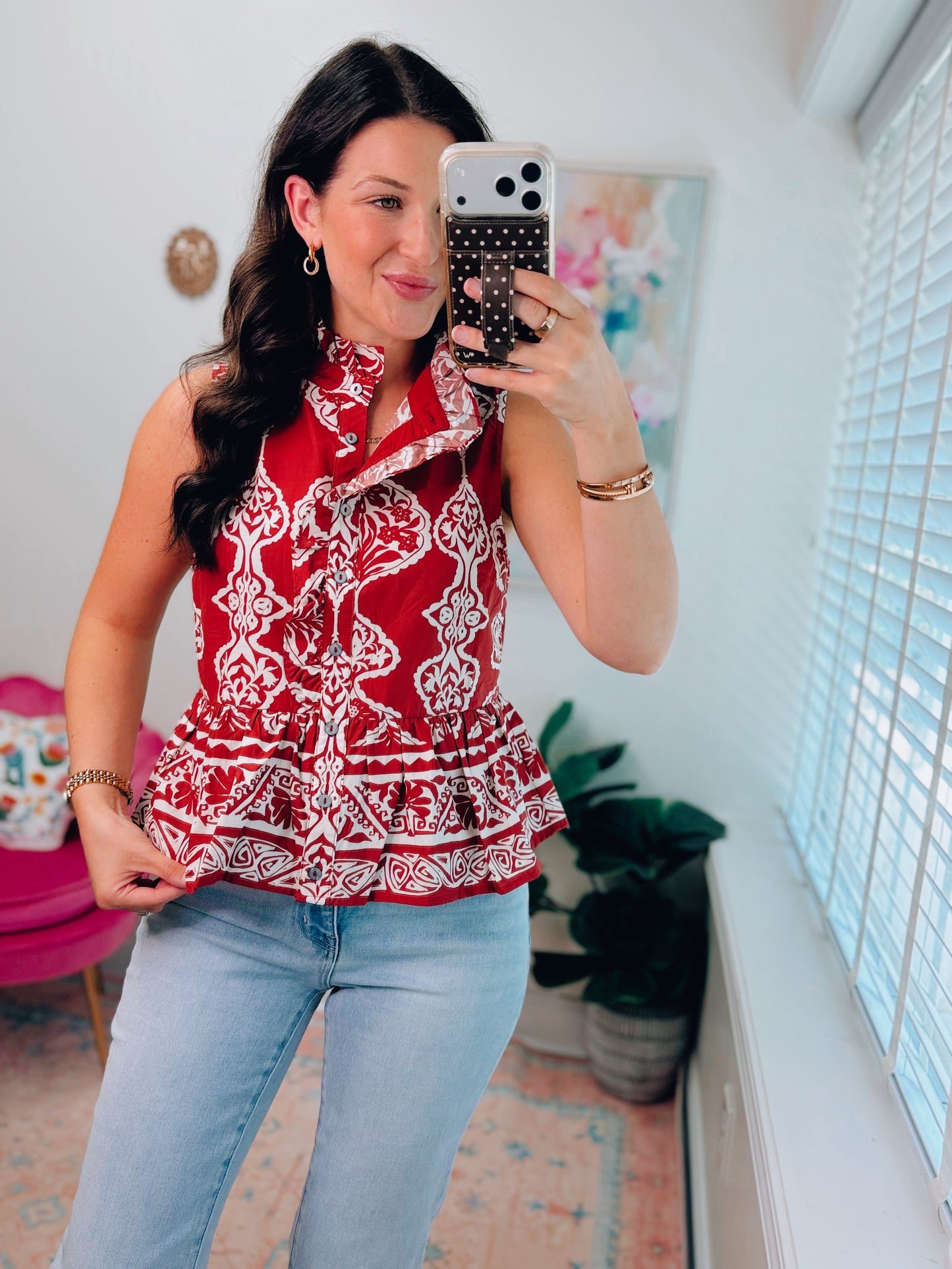 Rust Ruffle Mix Top