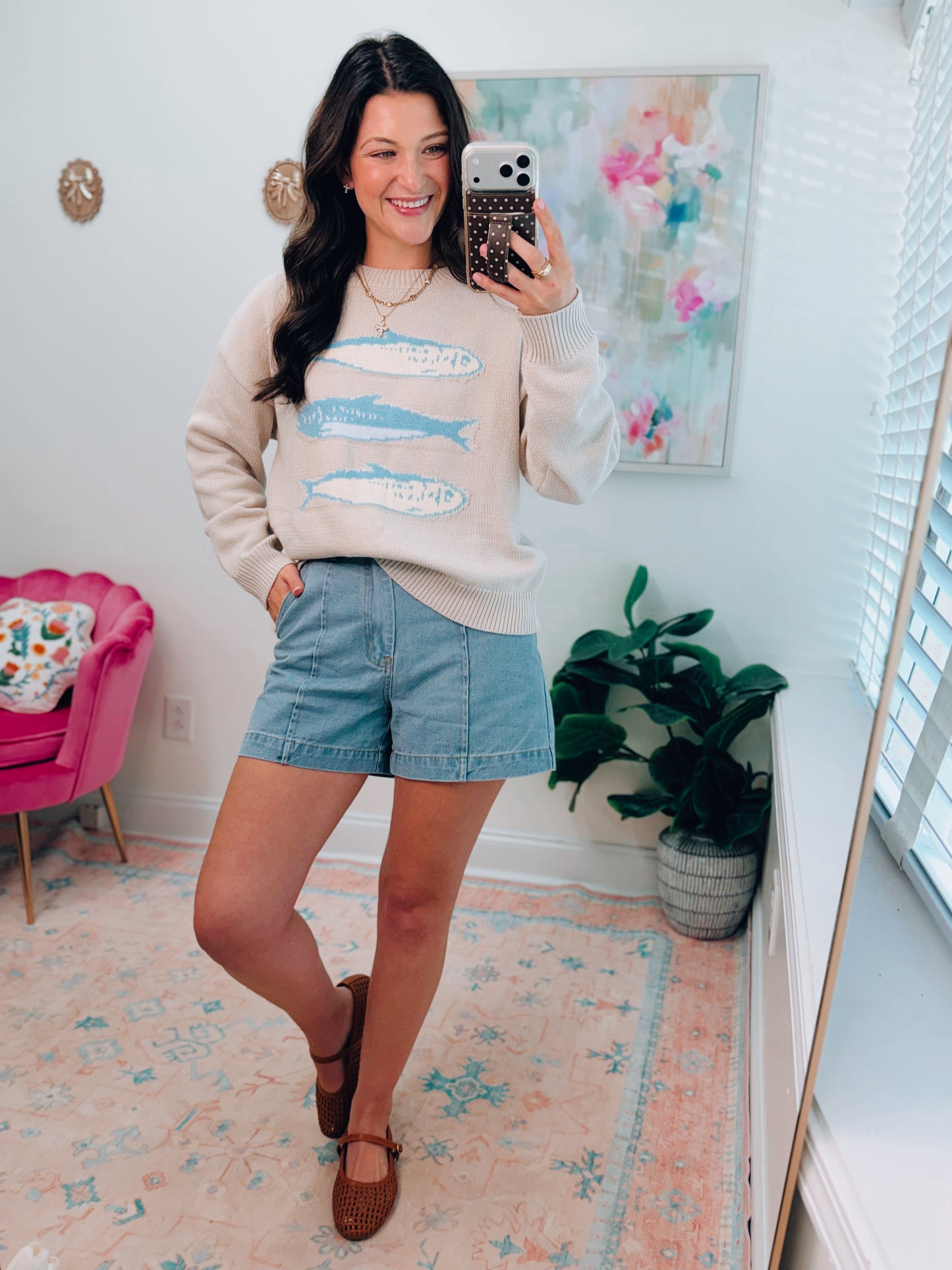 Round Neck Fish Knit Top