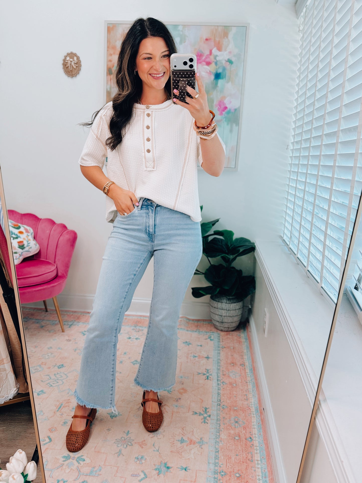 Charm Light Wash Crop Flare Denim