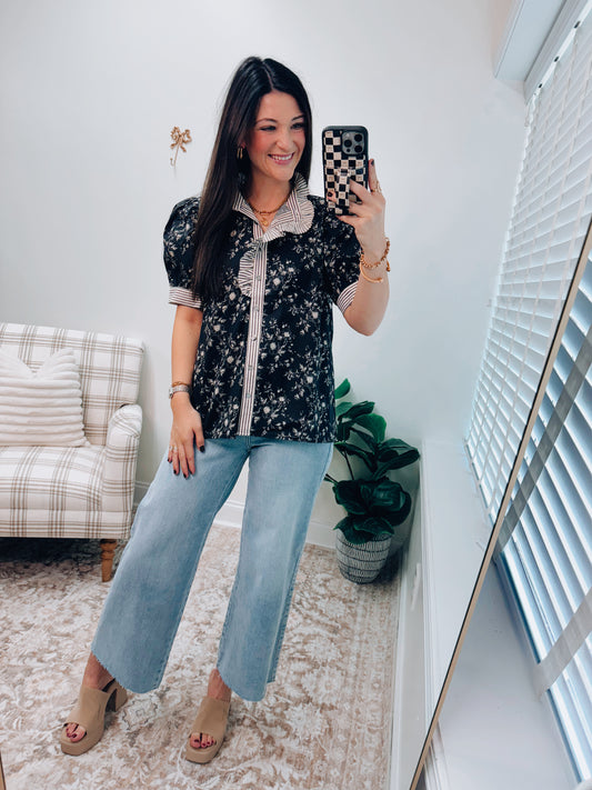 Grace Midnight Floral Striped Top