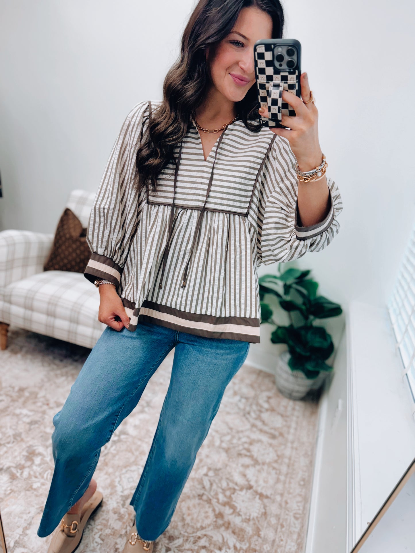 Mocha Mousse Stripe Top