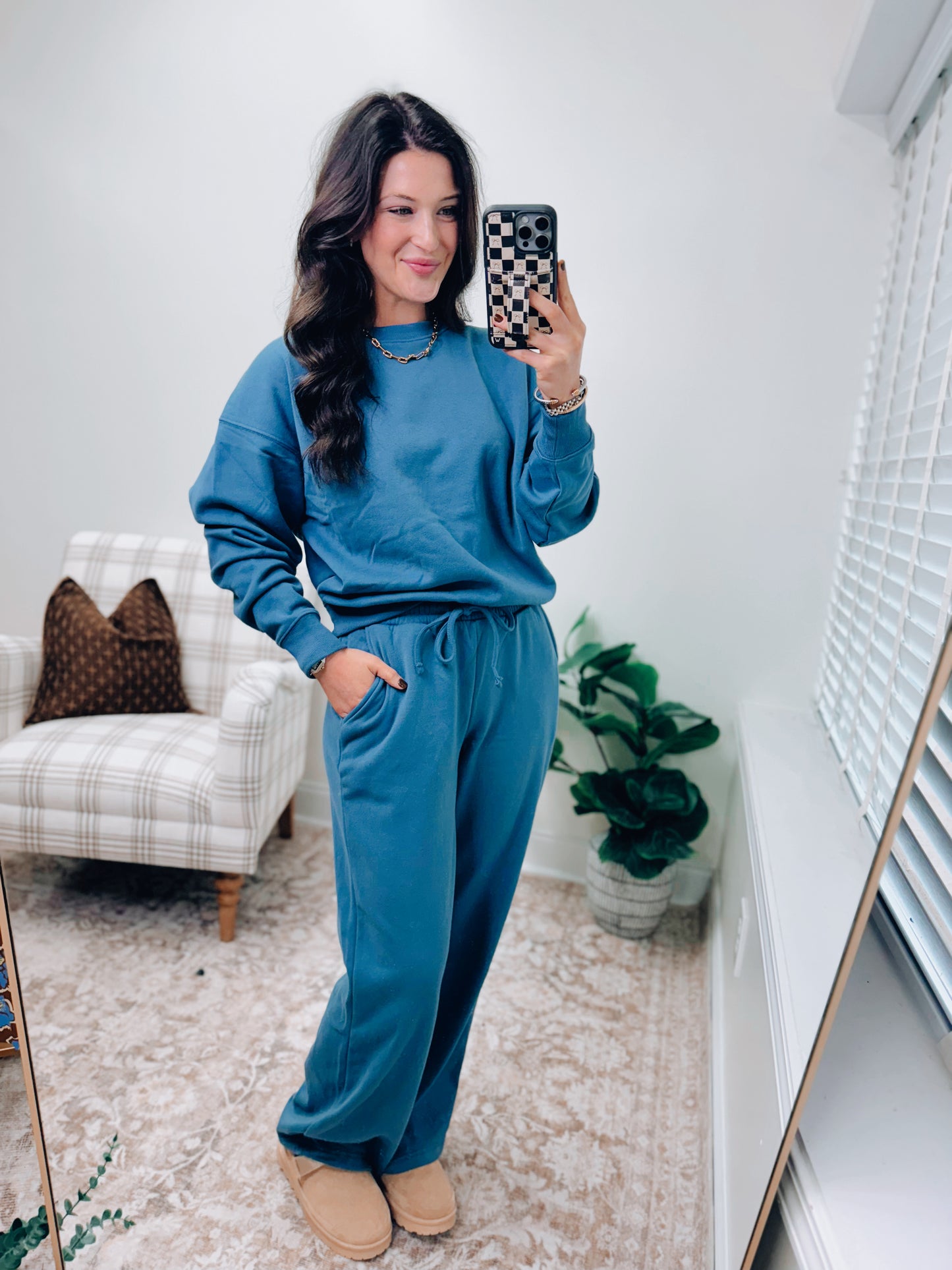 DOORBUSTER Crewneck Comfy Pants Set - Dusty Blue