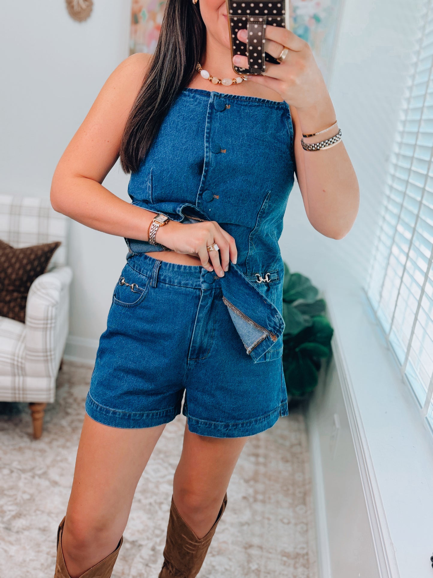 Wren Horsebit Denim Shorts