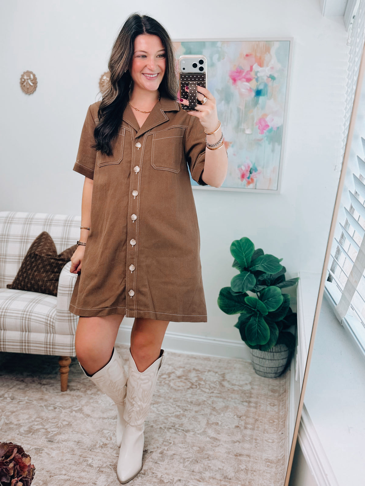 Bennet Button Denim Mini Dress