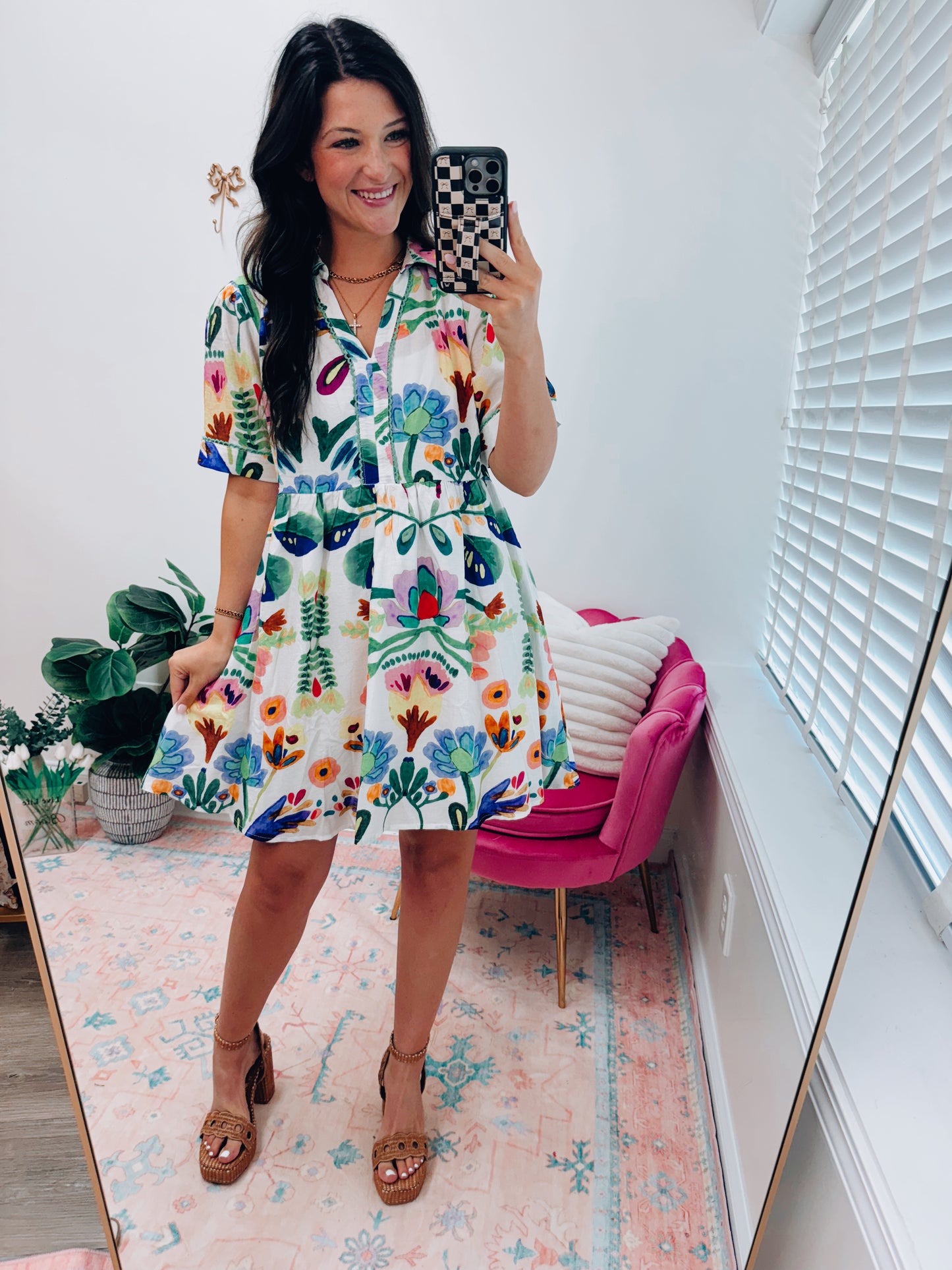 Green Royal Tropics Mini Dress