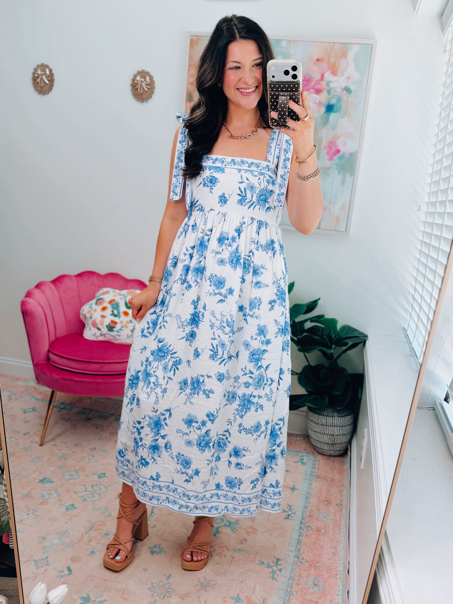CURVY Floral Empire Tiered Midi Dress