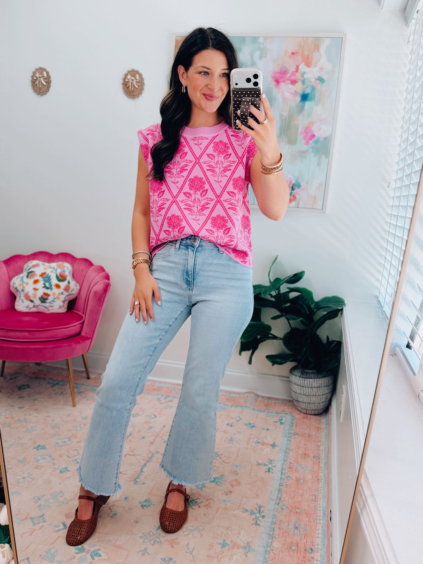 Carver Pink Mix Cuff Top