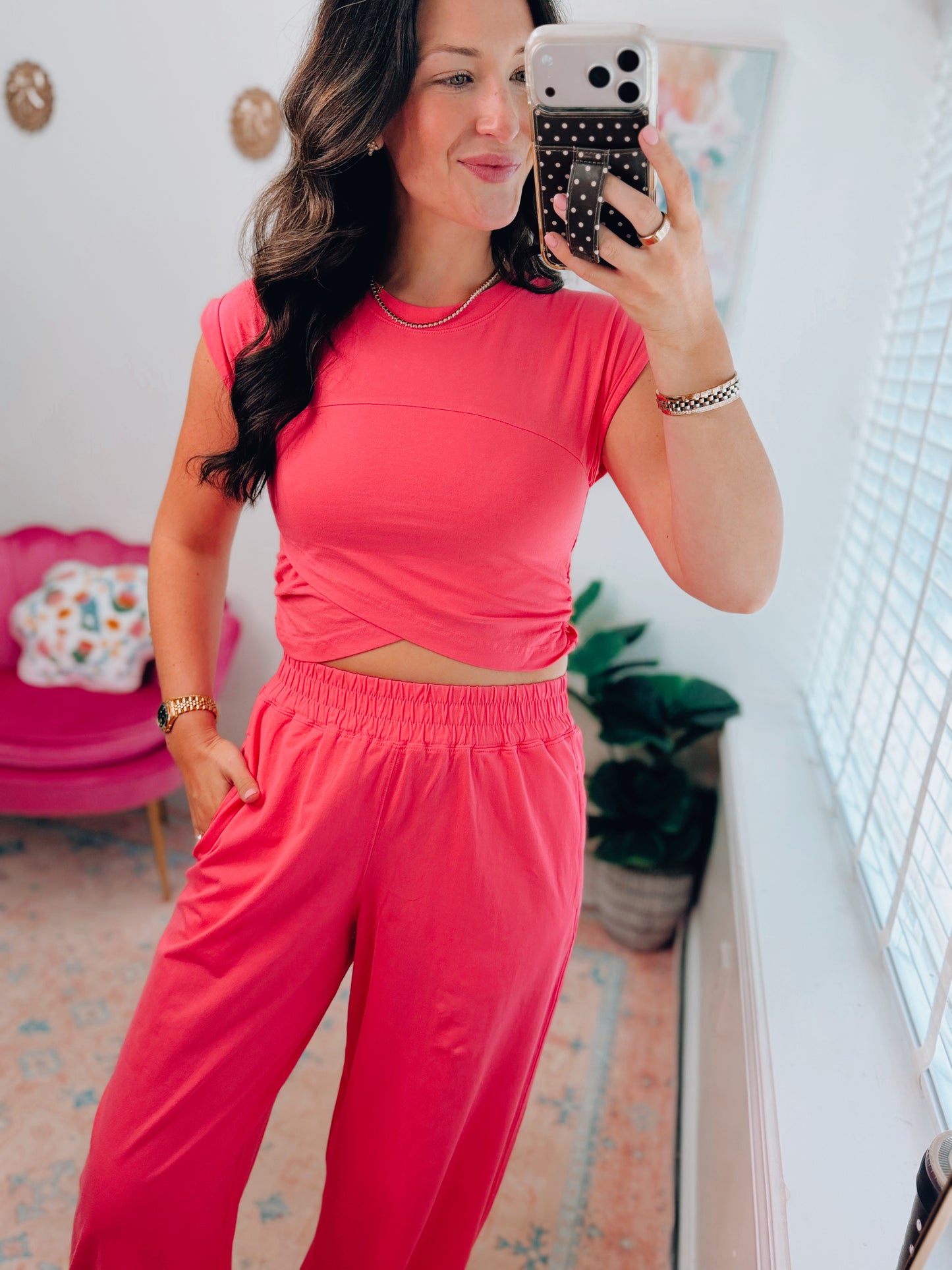 Flamingo Pink Crossover Pants Set
