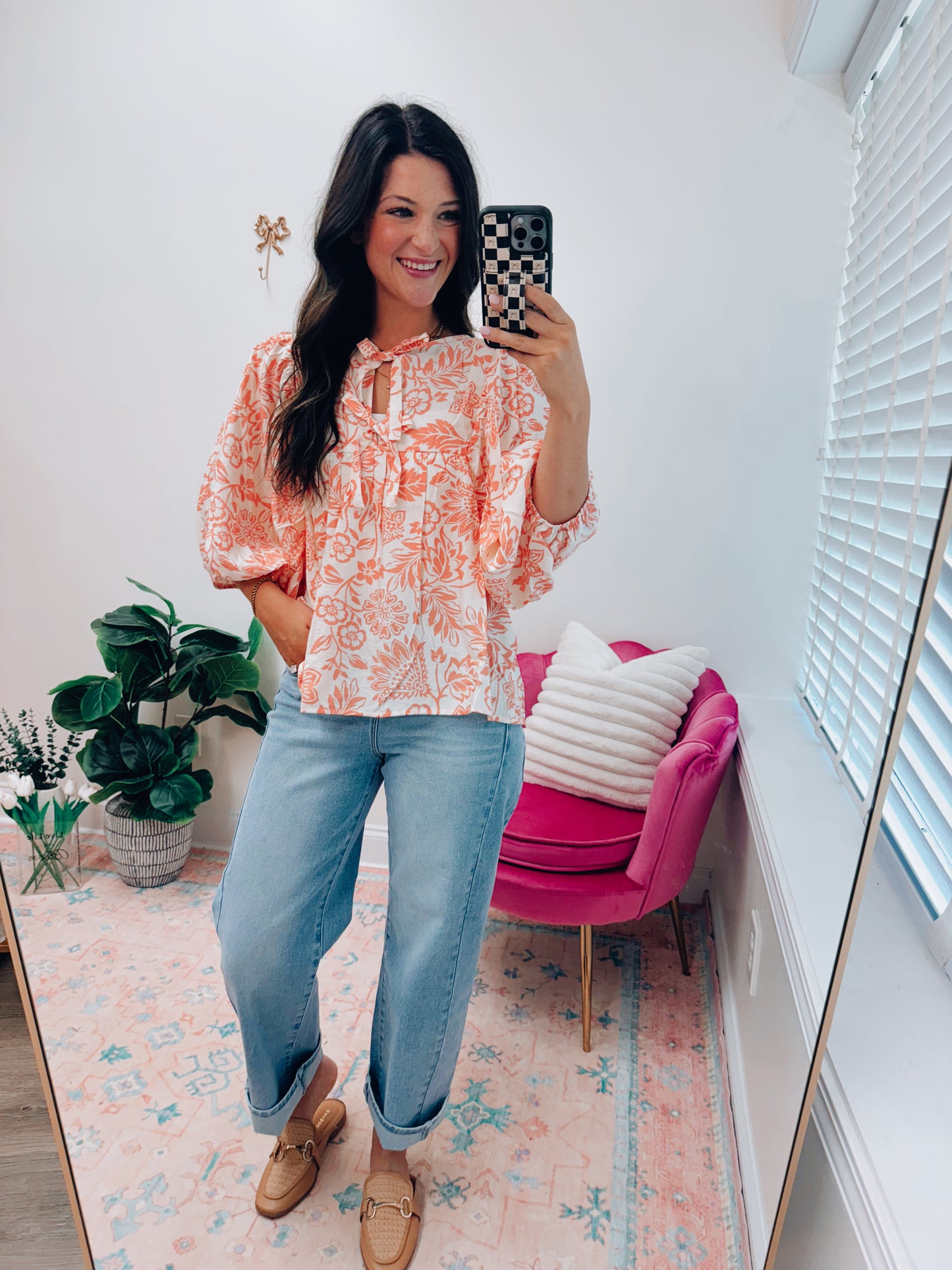 Peach Boho Printed Blouse