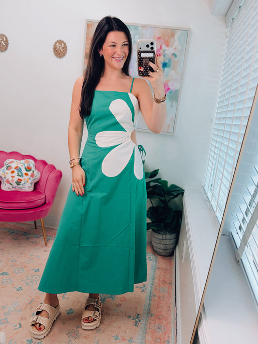 Side Floral Kelly Midi Dress