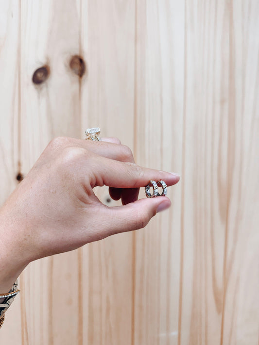 Two-Tone Cross Mini Huggie Hoops