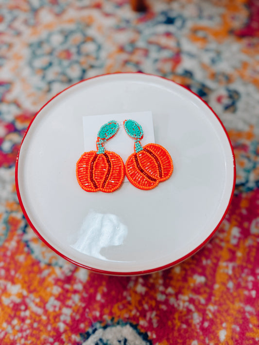 Pumpkin Beaded Earrings