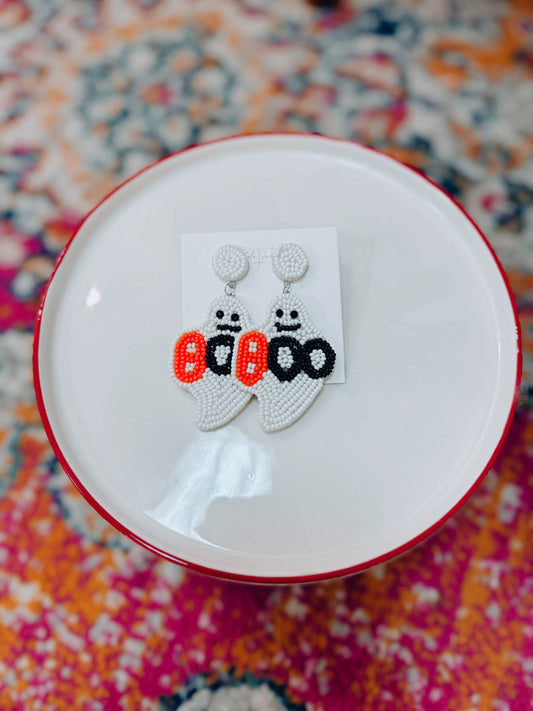 BOO Ghost Beaded Earrings