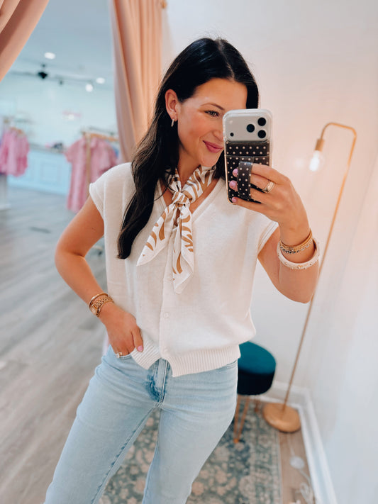 Hollis Neutral Zebra Square Bandana Scarf