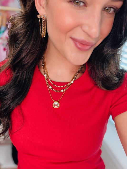 Xaria Stone Necklace - 18k Gold Plated