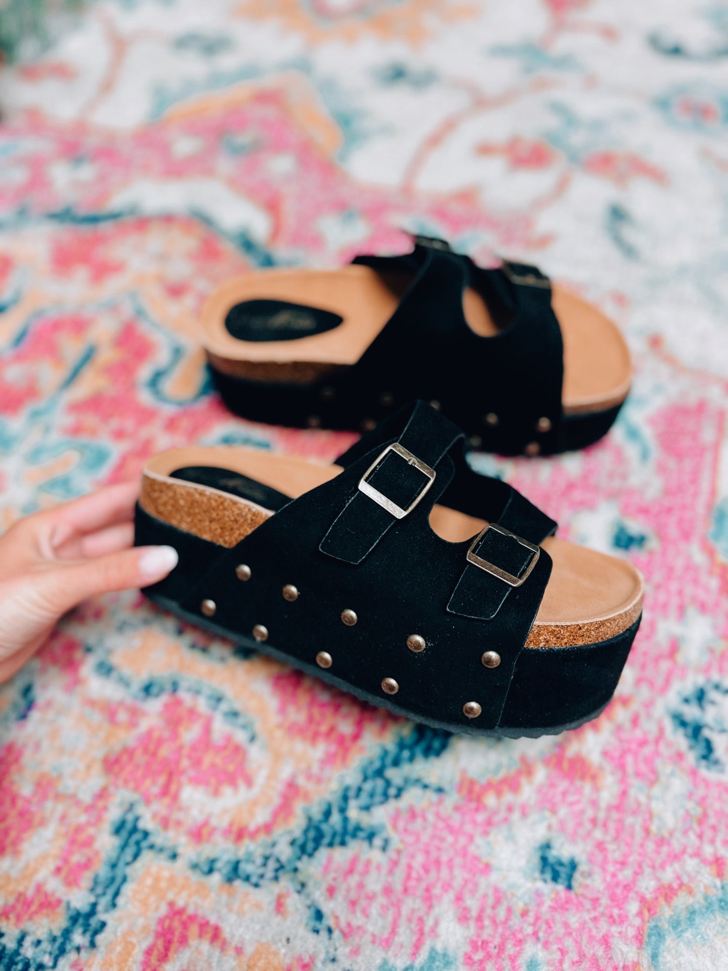 Tara Nubuck Platform Sandal - Black