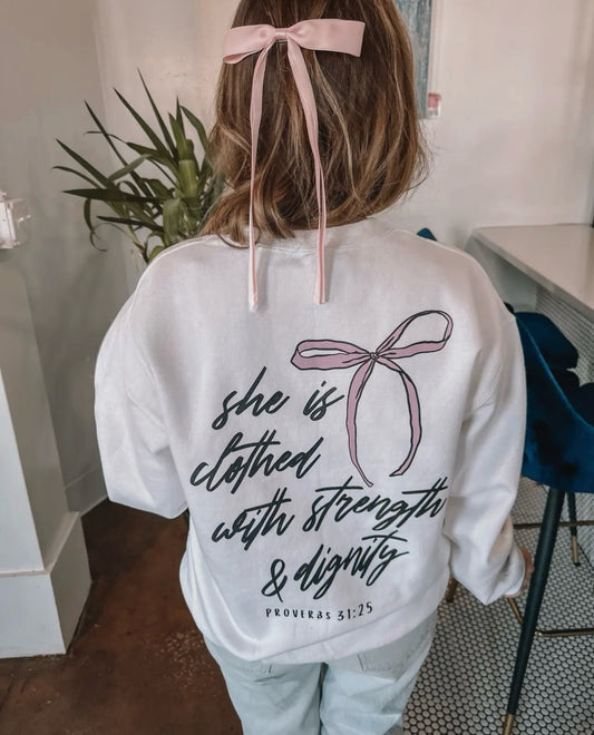 She Is Clothed Bow Crewneck