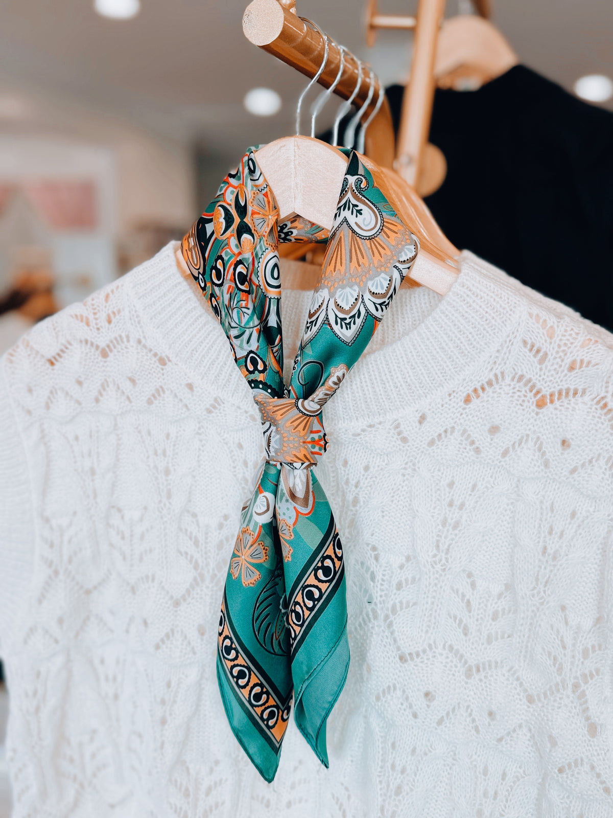 Elora Print Neck Scarf - Green