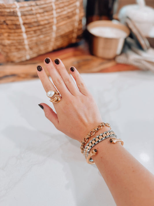 18k Gold Plated Julie Pearl Wrap Ring
