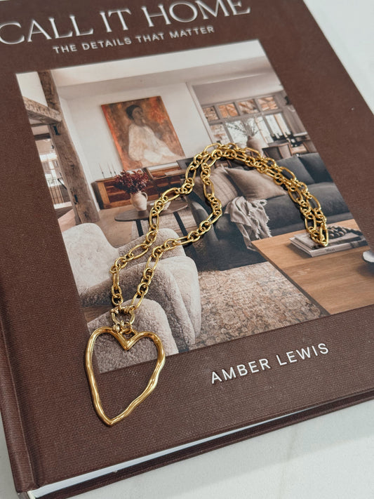 18k Gold Plated Lobster Claw Heart Necklace