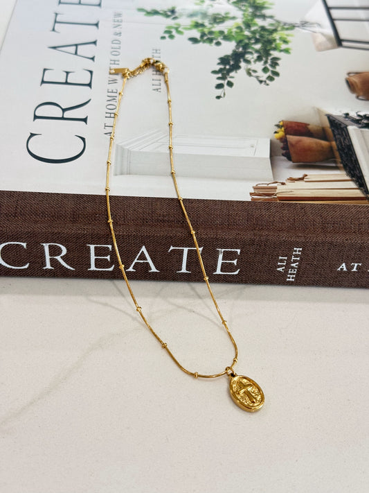 18k Gold Plated Cross Coin Necklace