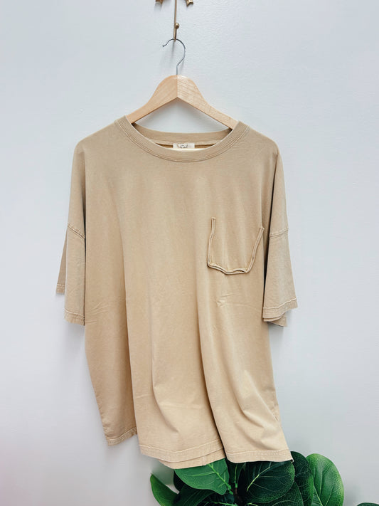 CURVY Mineral Wash Faux Pocket Tee