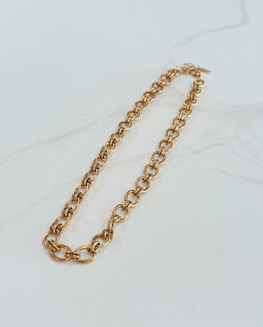 18k Gold Plated Magnolia Link Necklace