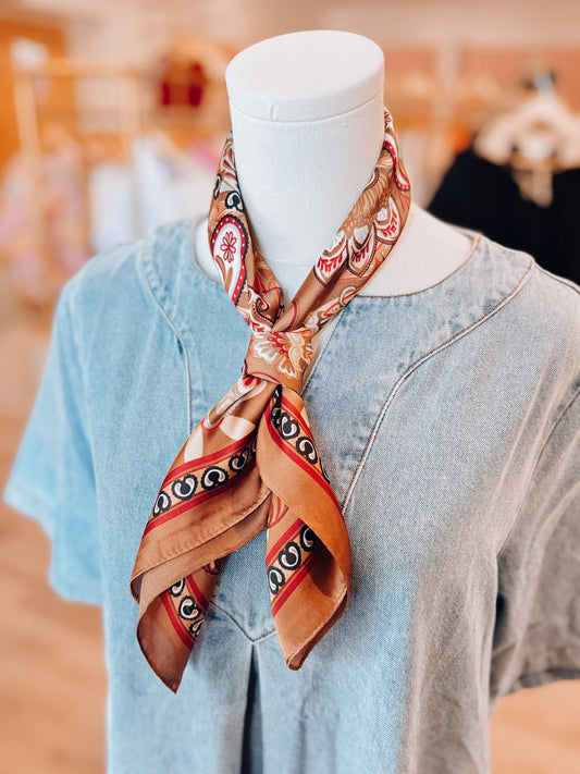 Elora Print Neck Scarf - Brown