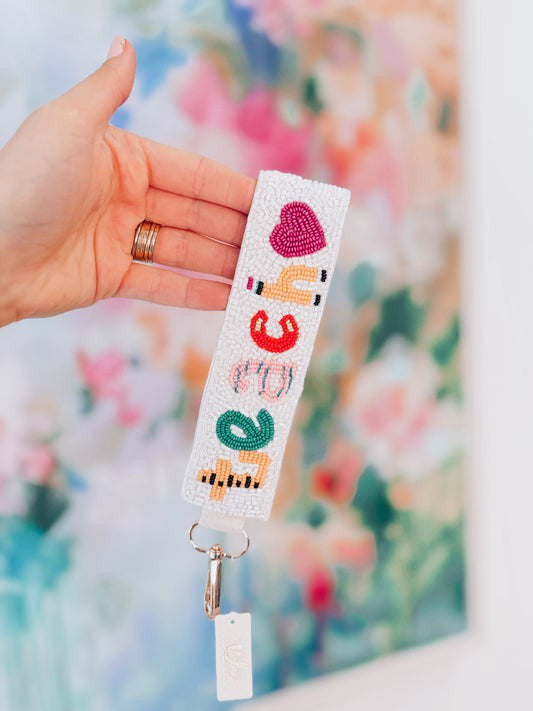 TEACH Seed Beaded Key Chain