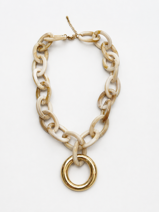 Colin Cream Acrylic Chain Necklace | 18K Gold Plated