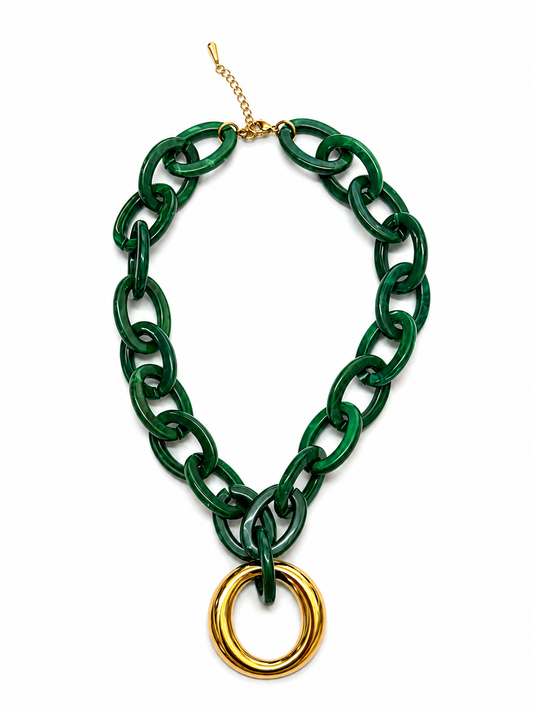 Colin Green Acrylic Chain Necklace | 18K Gold Plated