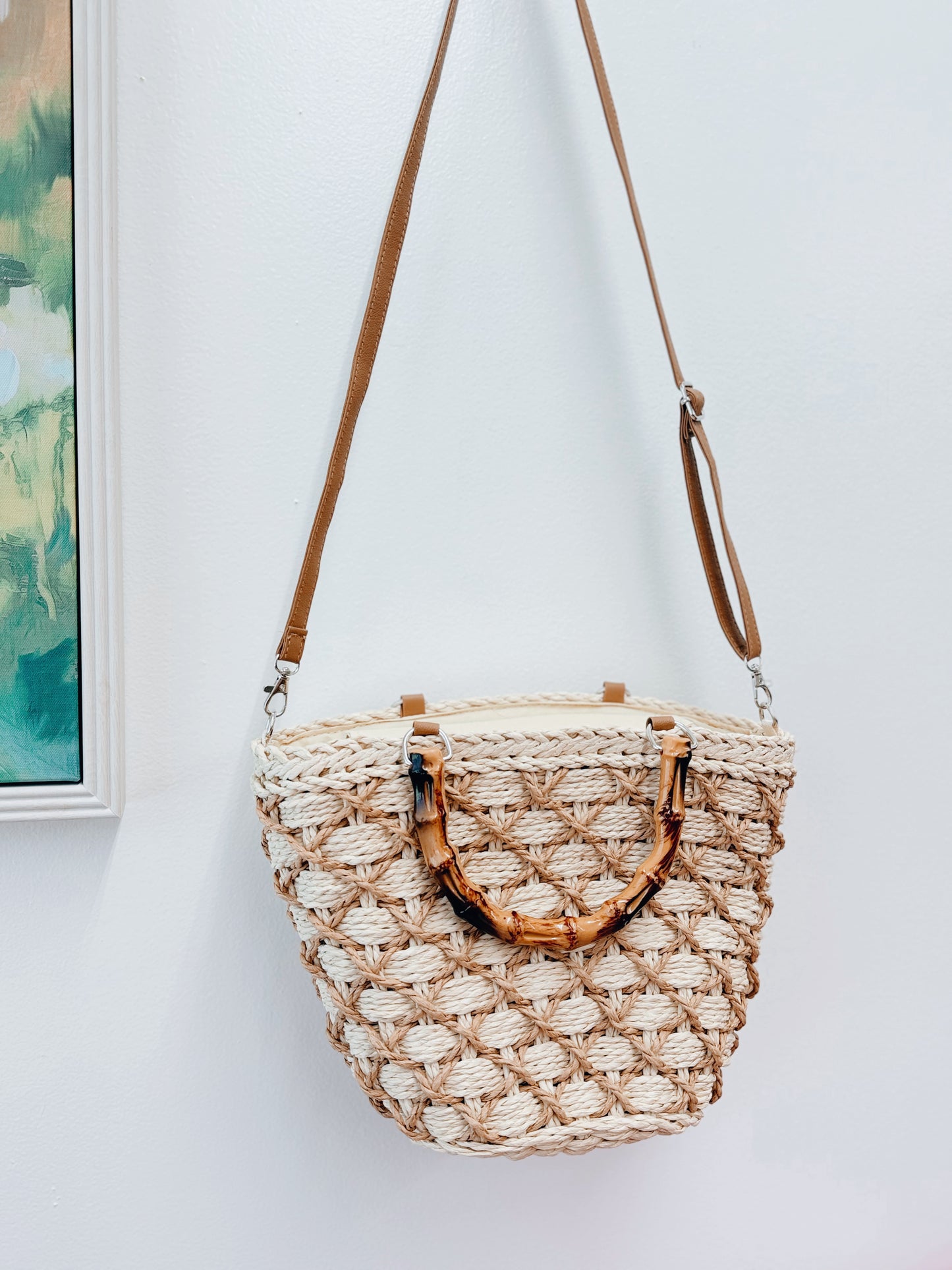 Dallas Woven Bamboo Crossbody Tote