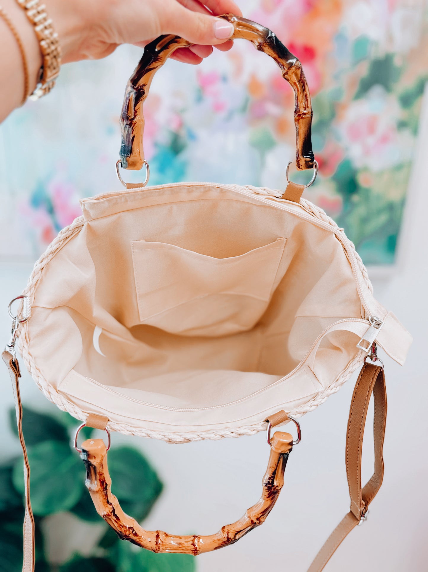 Dallas Woven Bamboo Crossbody Tote
