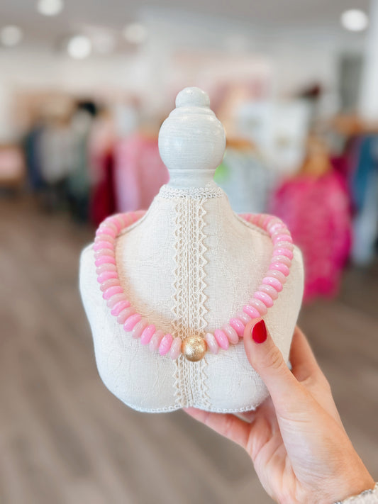 Darling Beaded Chunky Necklace - Light Pink