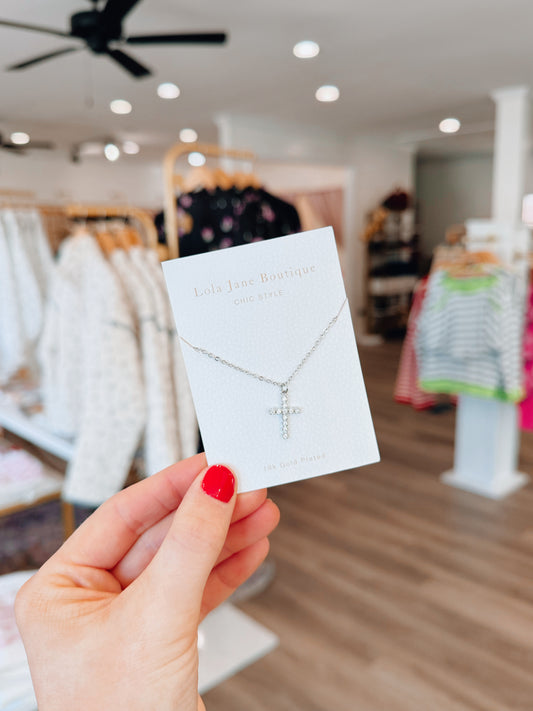 Silver Dainty Cross Necklace