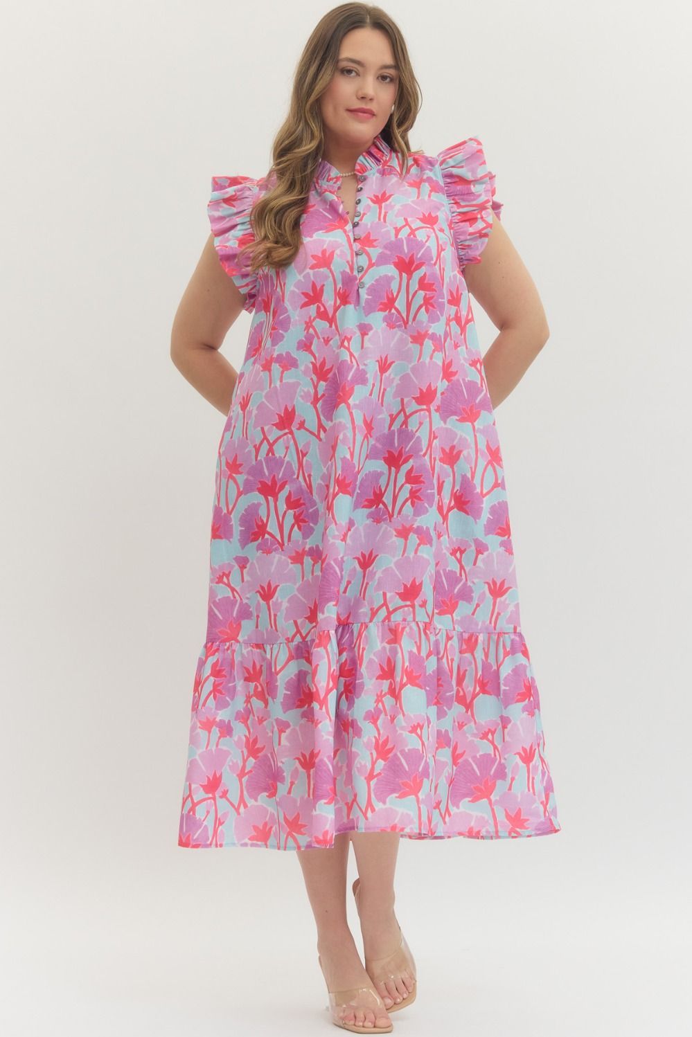 CURVY Lavender Mix Midi Dress