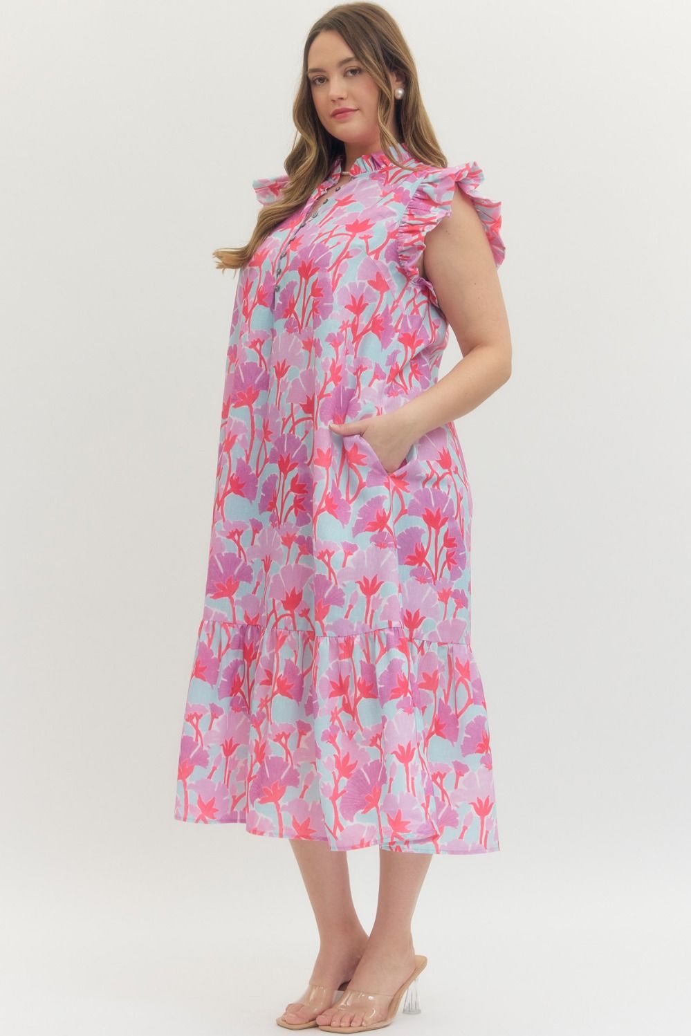 CURVY Lavender Mix Midi Dress