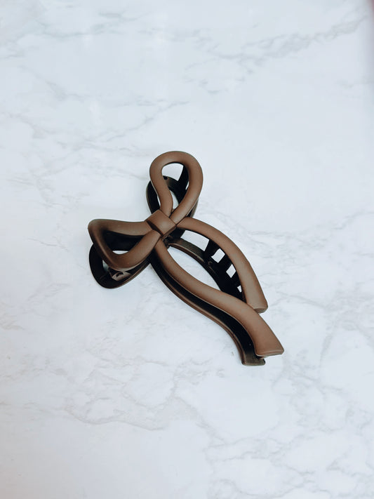 Matte Bow Hair Claw Clips - Brown