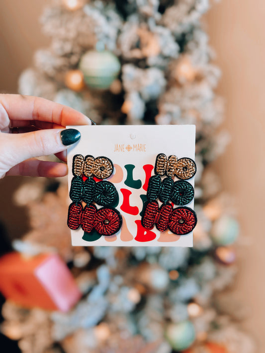 Ho Ho Ho Beaded Earrings