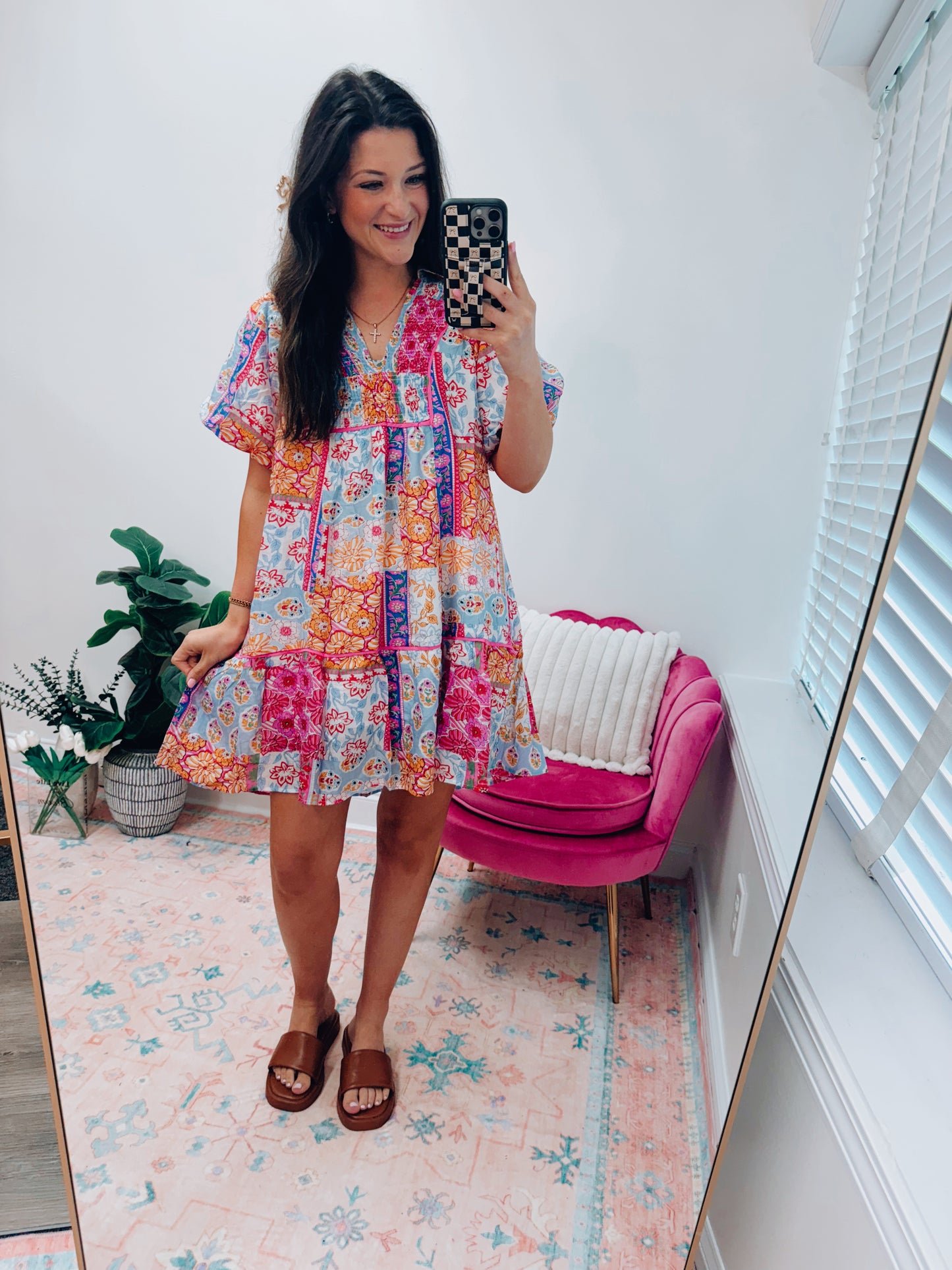 Boho Patchwork Babydoll Mini Dress