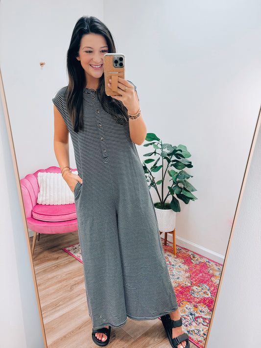 Charlotte Striped Jumpsuit - Black