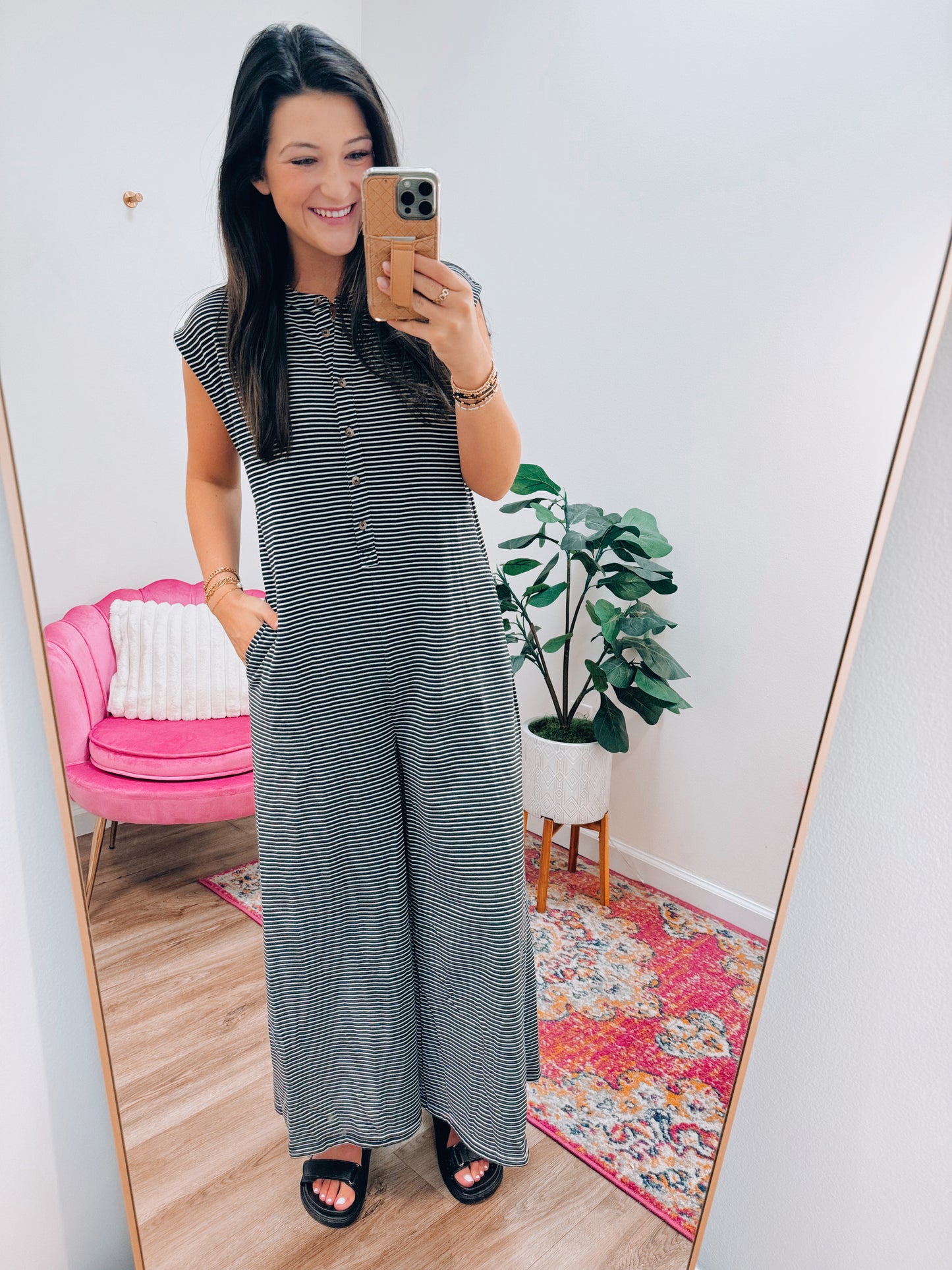 Charlotte Striped Jumpsuit - Black