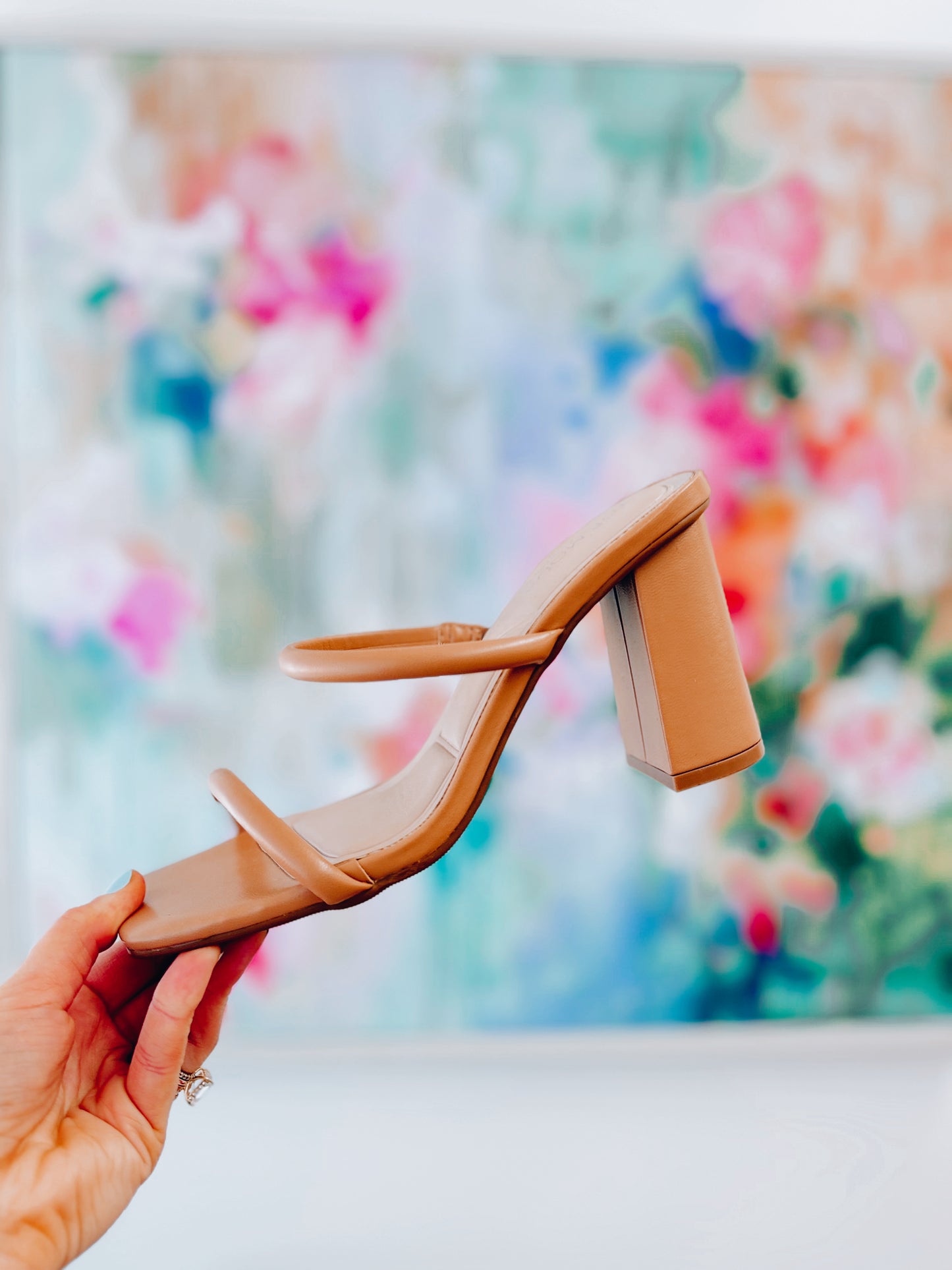 Nude Double Strap Comfort Heels
