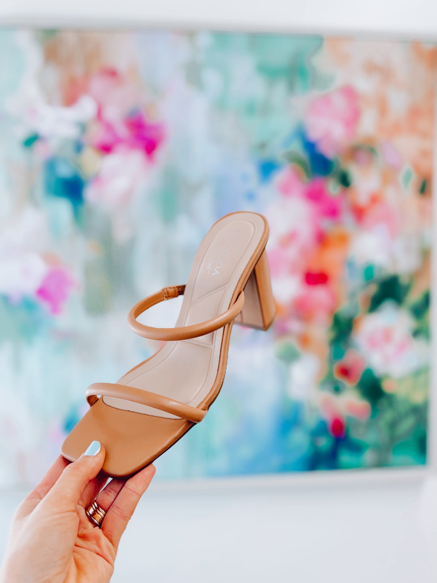 Nude Double Strap Comfort Heels