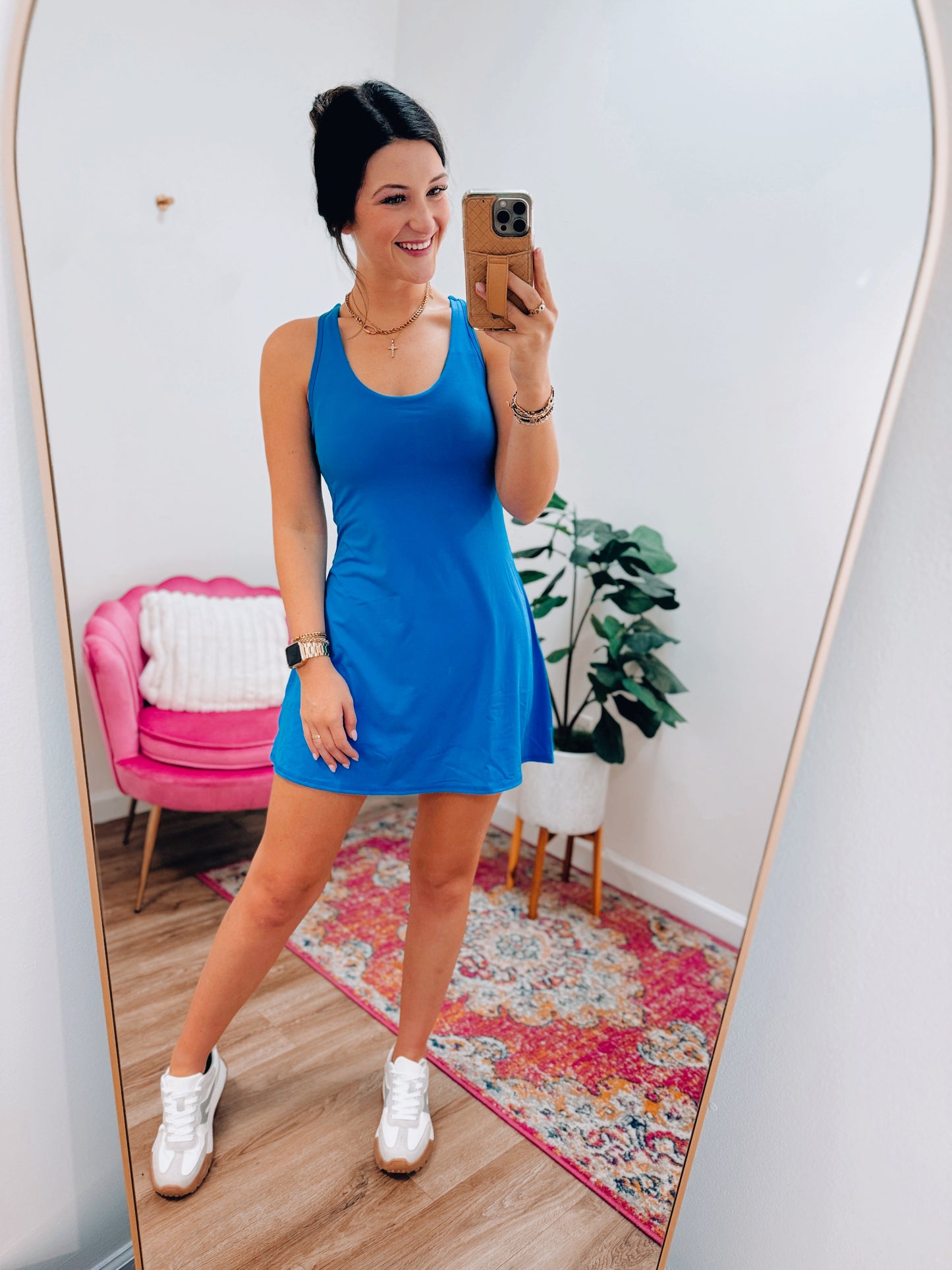 Rae Buttery Soft Tennis Romper Dress - Sonic Blue