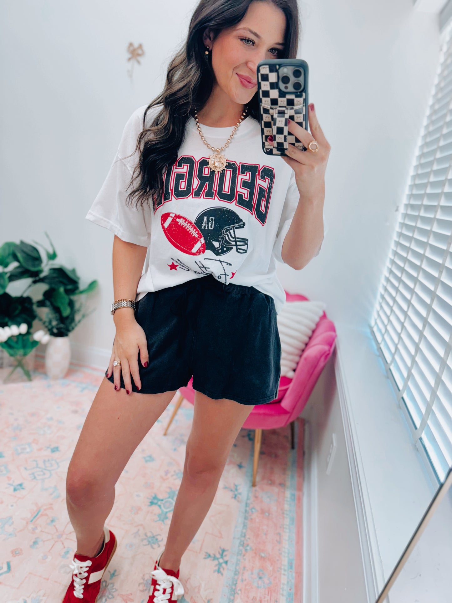 Mineral Washed Ribbed Patch Shorts - Black