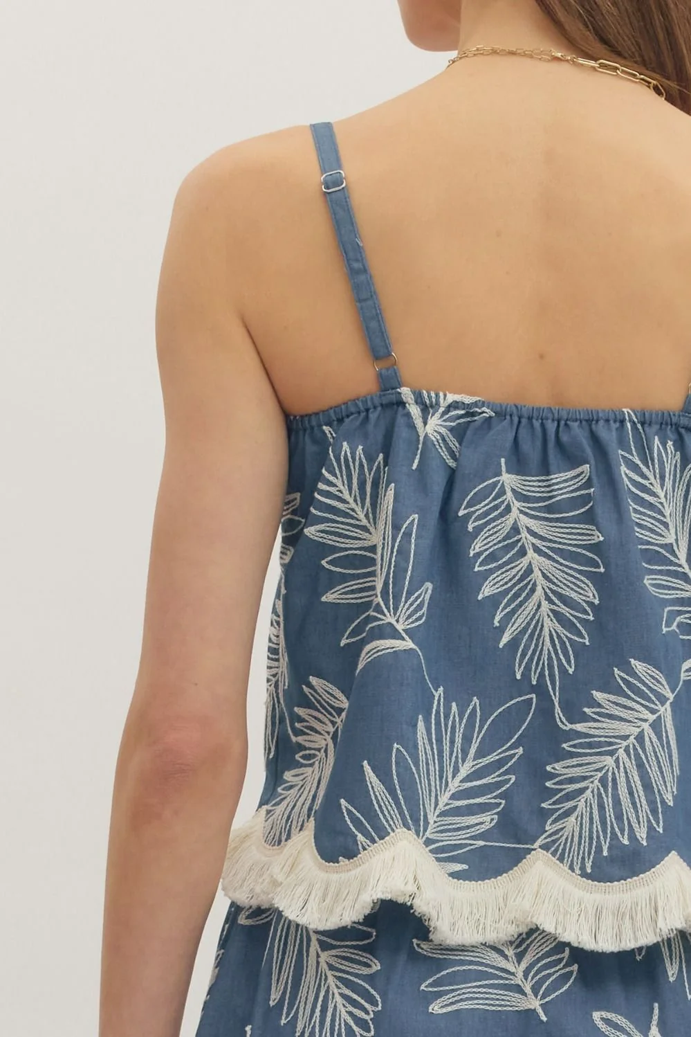 Palm Embroidered Textured Tank