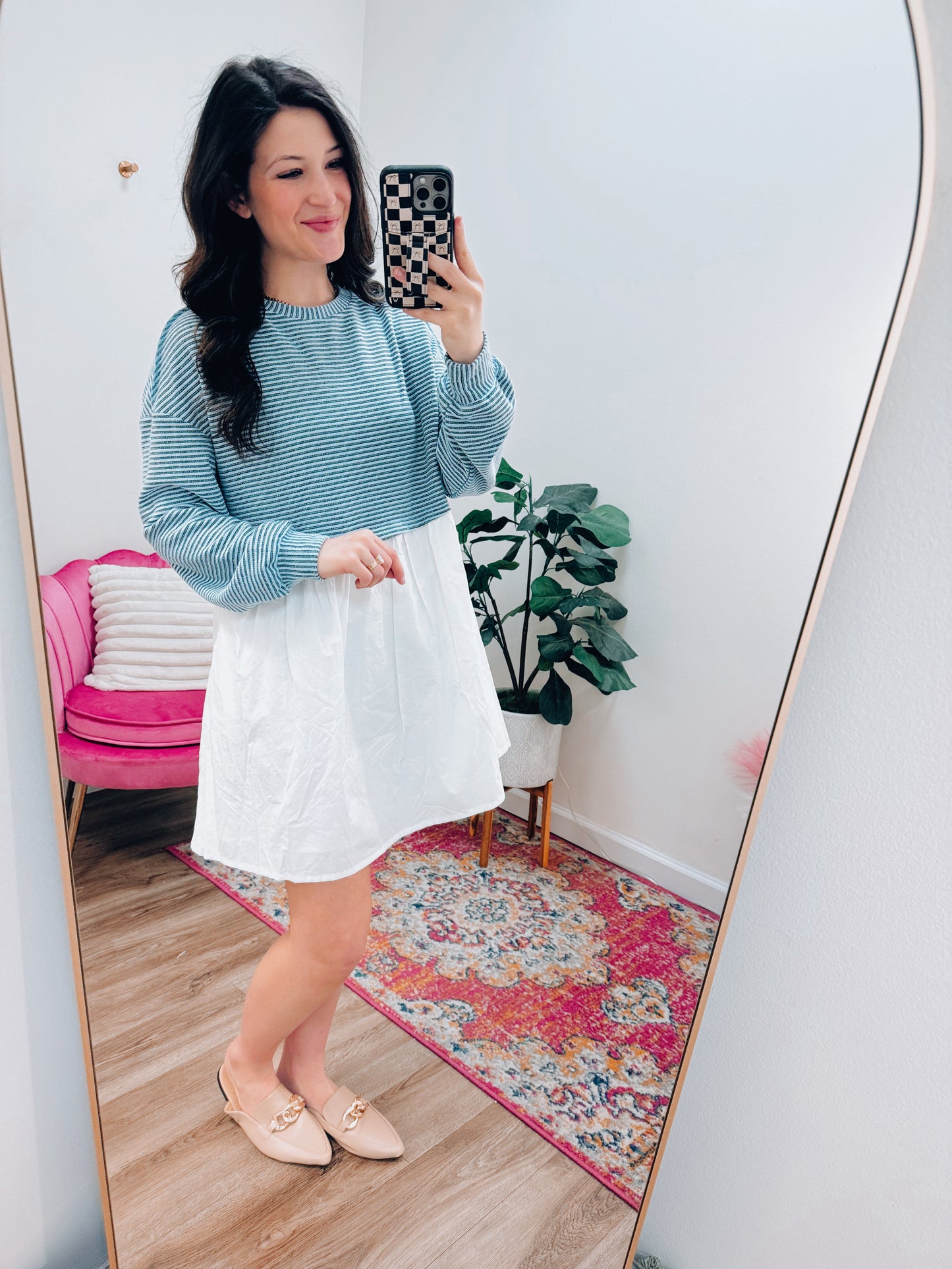 Sky Blue Mix Media Mini Dress