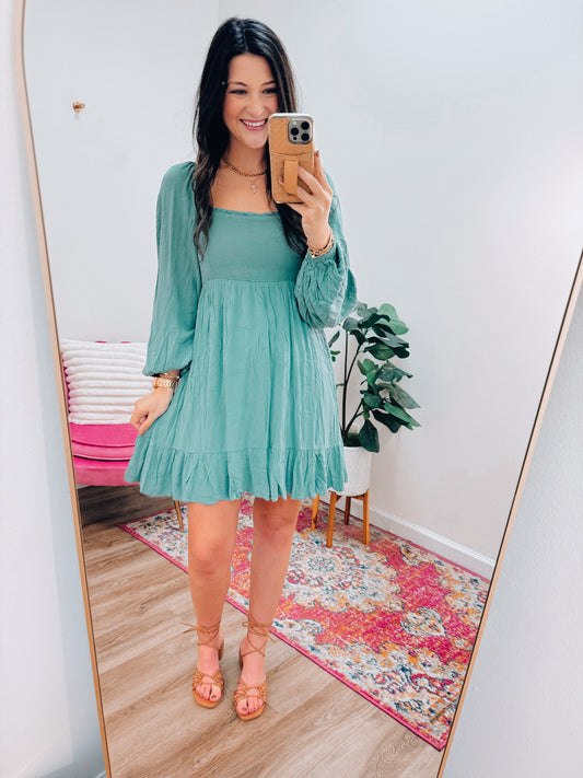 Taya Eucalyptus Mini Dress